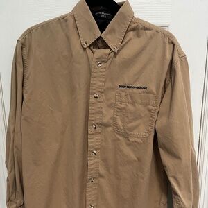 BMW MOTORRAD USA SMALL KHAKI MENS LONG SLEEVE BUTTON UP SHIRT